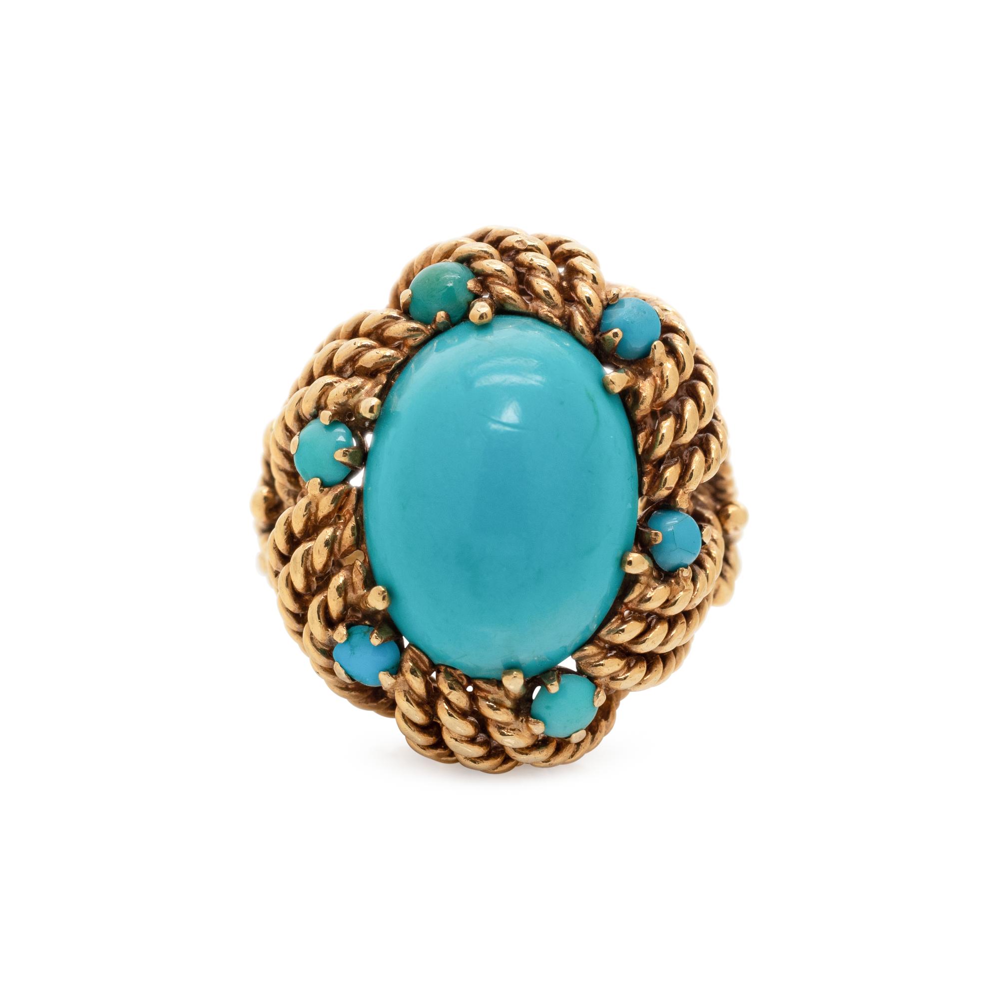 YELLOW GOLD AND TURQUOISE RING