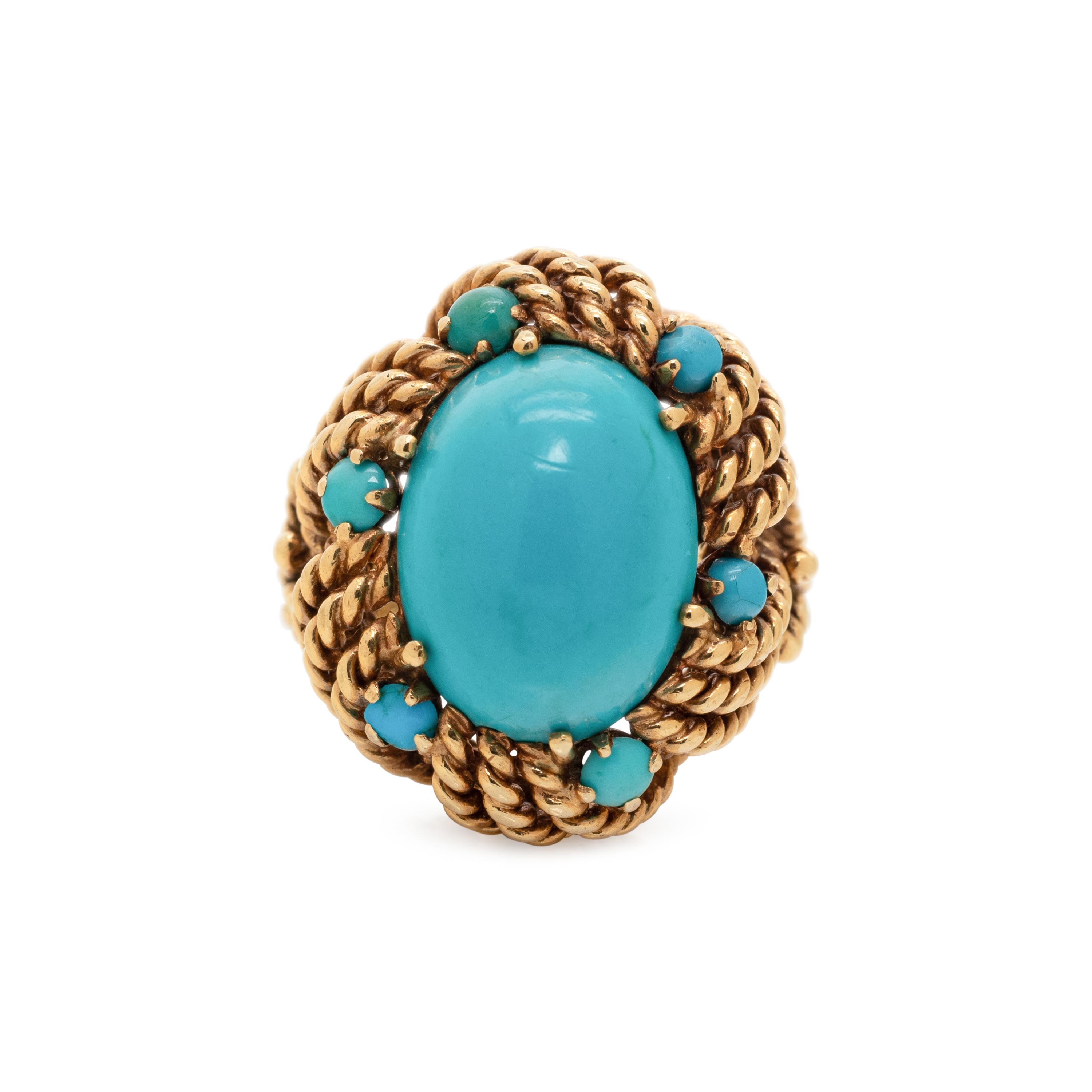 YELLOW GOLD AND TURQUOISE RING