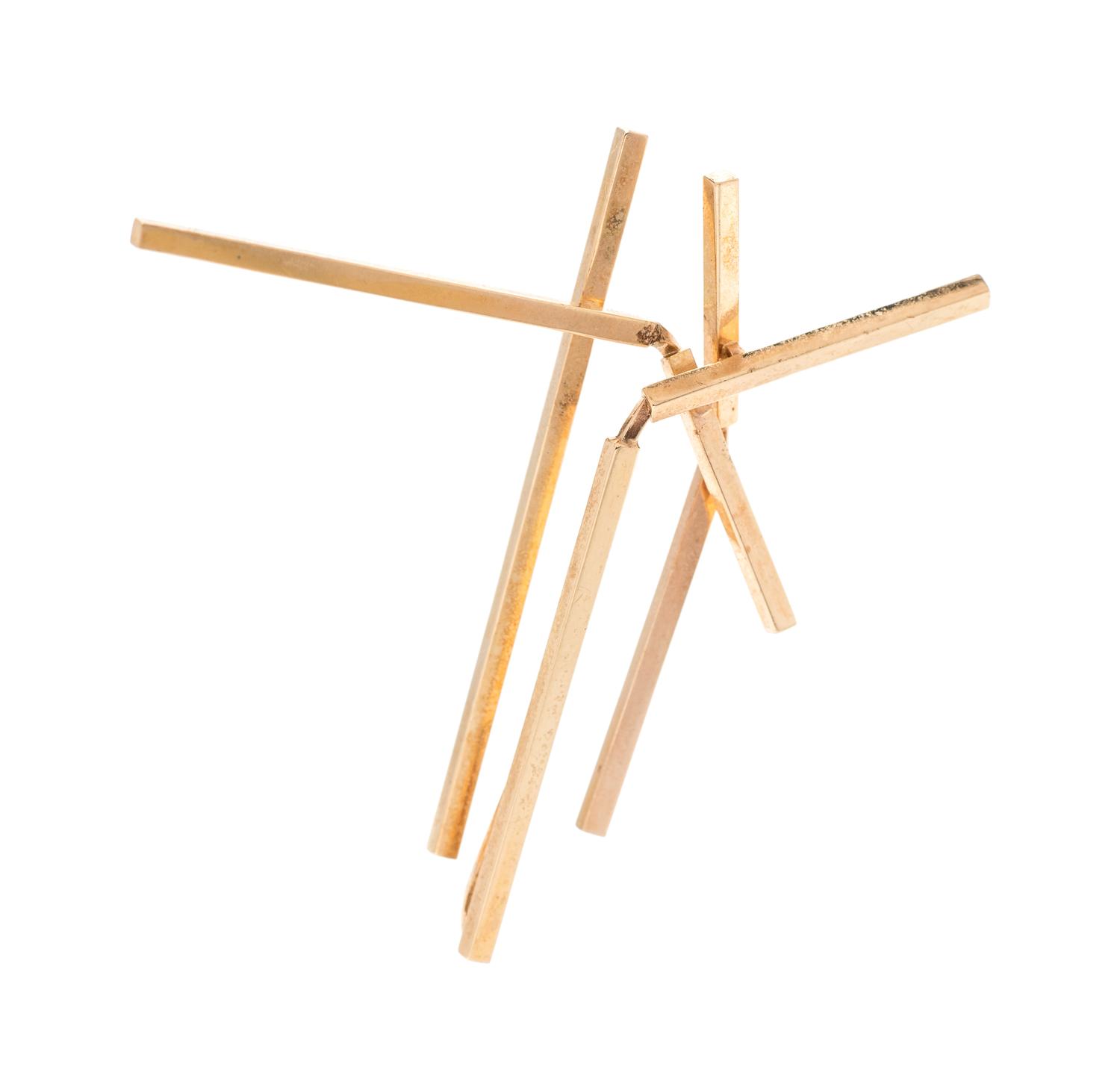 A Minimalist Yellow Gold Sculptural Pendant, John Henry, Circa Late-1970's,