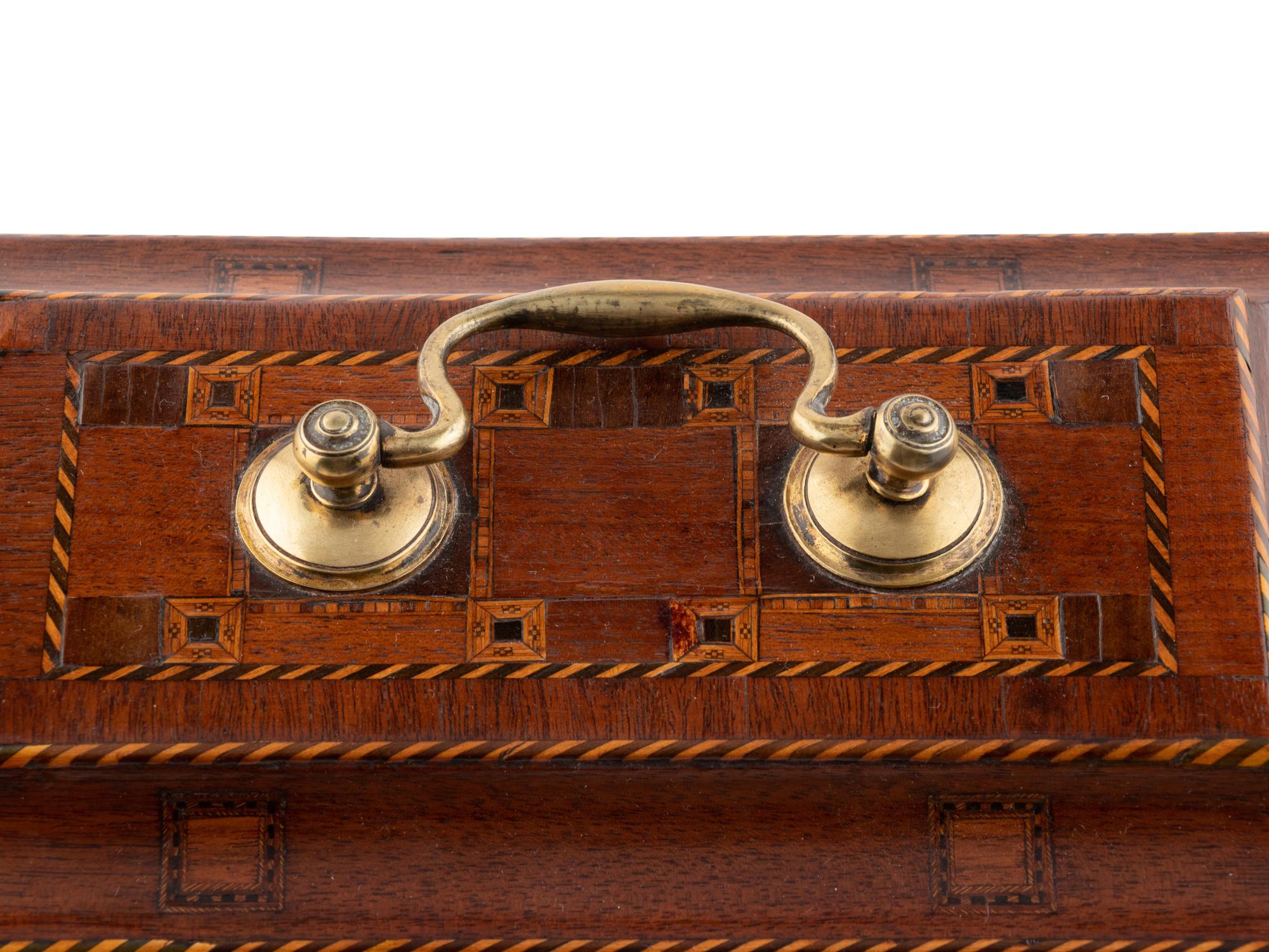 A George III Mahogany and Tunbridge Marquetry Tea Caddy