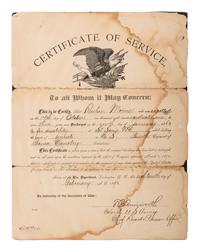 [CIVIL WAR]. A group of 5 items identified to Private Reuben Morris (3), 4th Iowa Cavalry, and John Spence, 24th Kentucky Infy., DOW, incl. photographs and documents.
