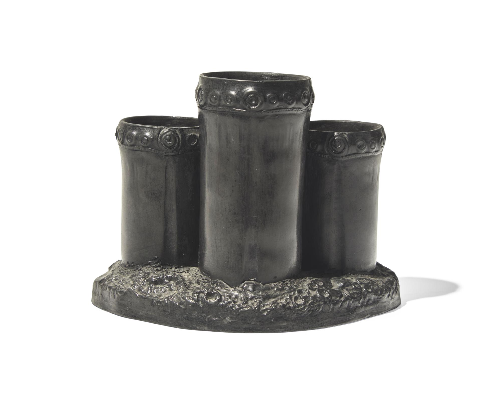 A Wedgwood and Bentley Black Basalt Inkstand