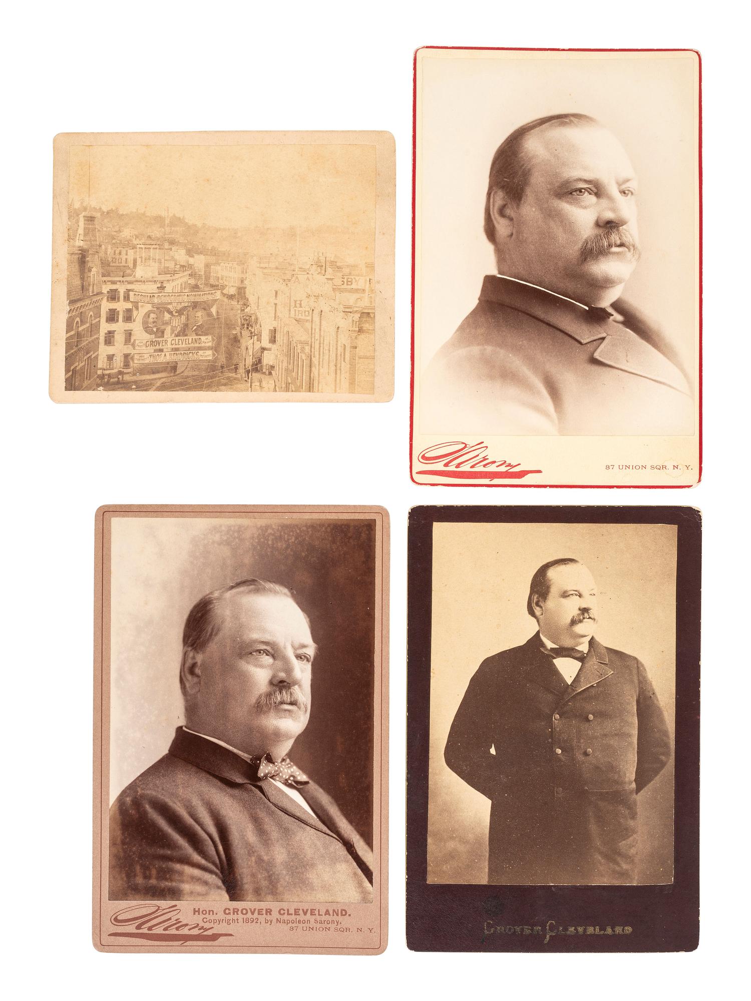 [CLEVELAND, Grover (1837-1908)]. A group of photographs, advertising cards, and campaign ephemera related to Grover Cleveland, comprising: