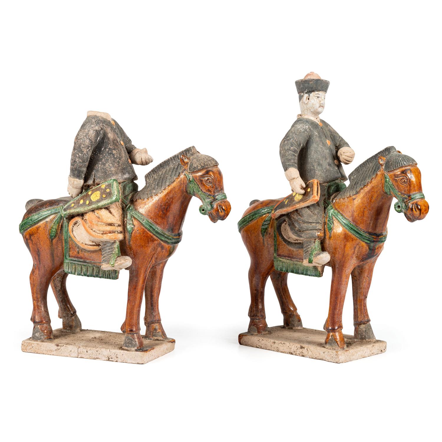 Two Chinese Terracotta Equestrian Figures