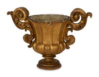 A Pair of Venetian Baroque Carved Giltwood Campana Urns