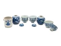 Six Chinese Blue and White Porcelain Articles