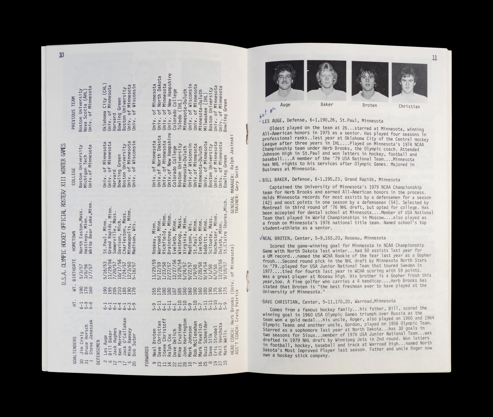 A Miracle On Ice 1980 United States Olympic Hockey Team Media Guide