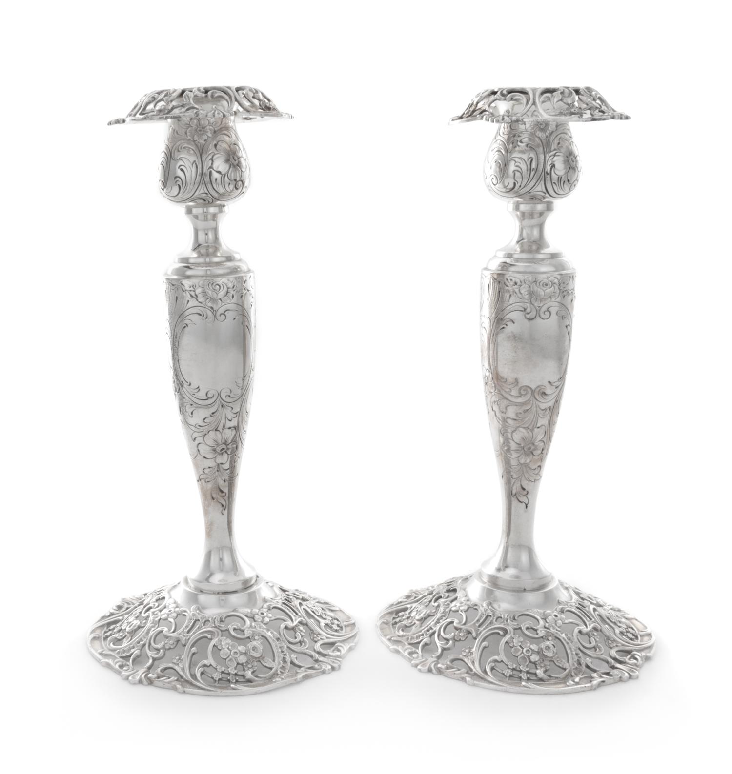 A Pair of American Silver Candlesticks