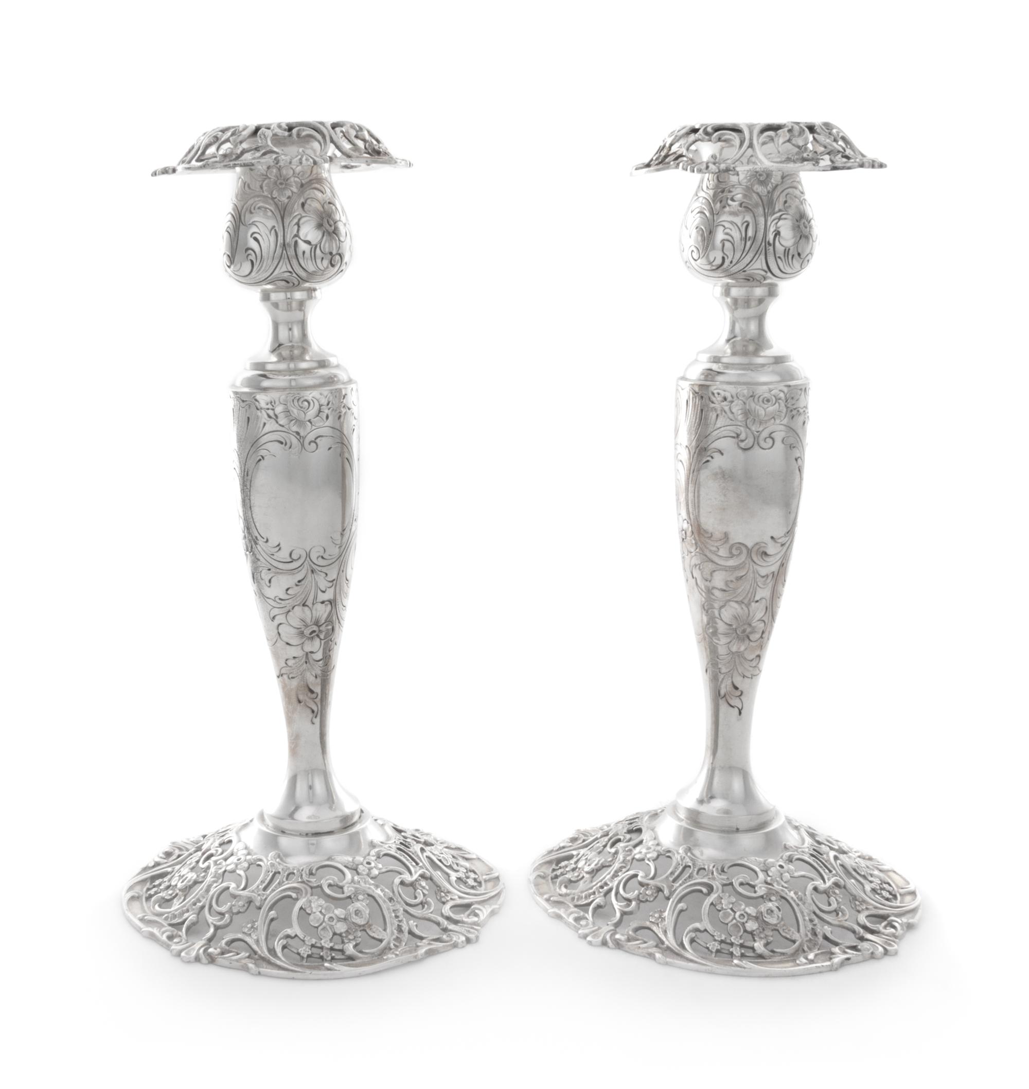 A Pair of American Silver Candlesticks