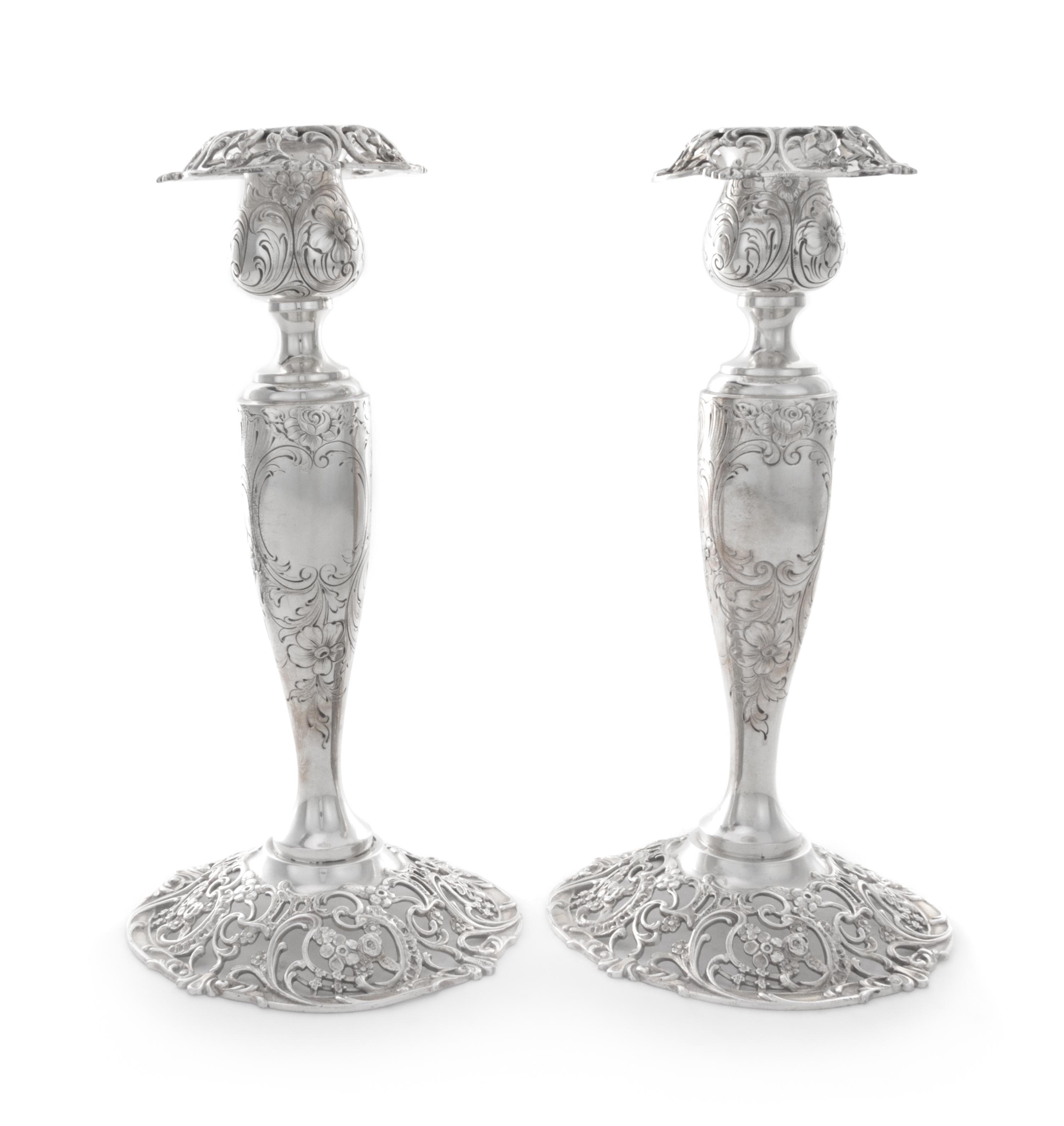 A Pair of American Silver Candlesticks