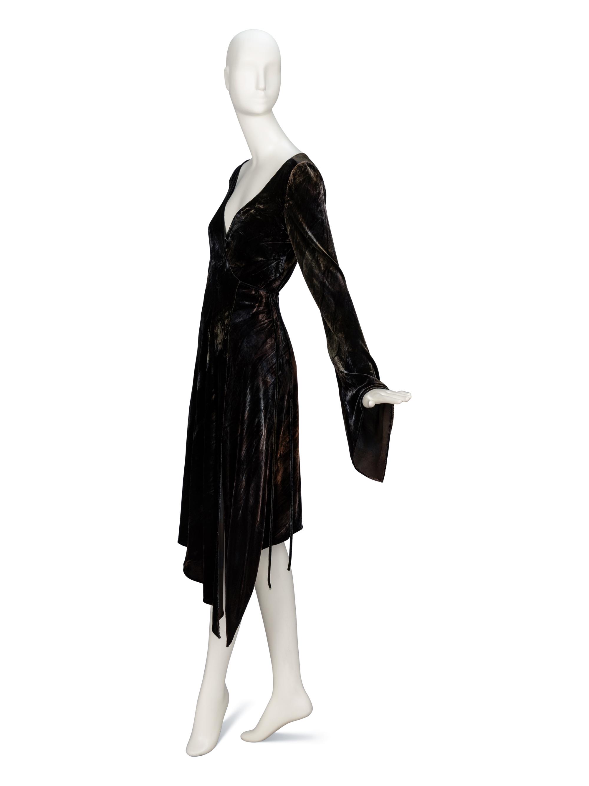 Donna Karan, Velvet Bias-Cut Wrap Dress, Original Sample