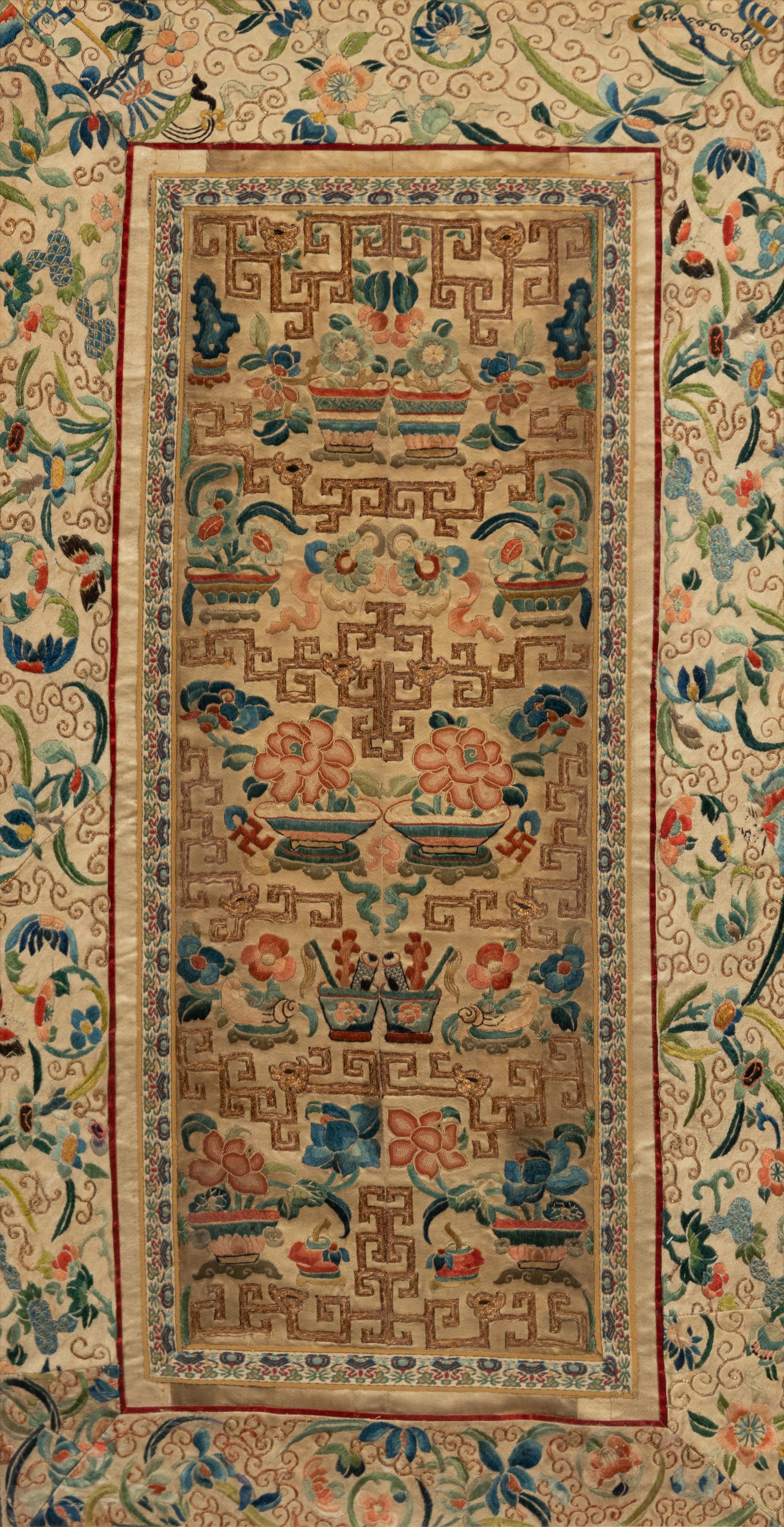 Two Chinese Silk Embroidered Panels