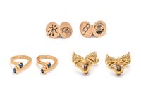 THREE PAIRS OF YELLOW GOLD CUFFLINKS