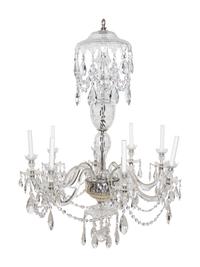 A Pair of George III Style Cut Glass Eight-Light Chandeliers