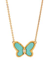 Van Cleef & Arpels, New York, Turquoise and Diamond Butterfly 'Alhambra' Necklace