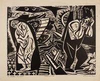 A group of four American prints (Irving Amen, Bitter Harvest ; Richard Correll, The Railroaders ; John de Martelly, Give us this Day ; Barbara Latham, A Negro Group )