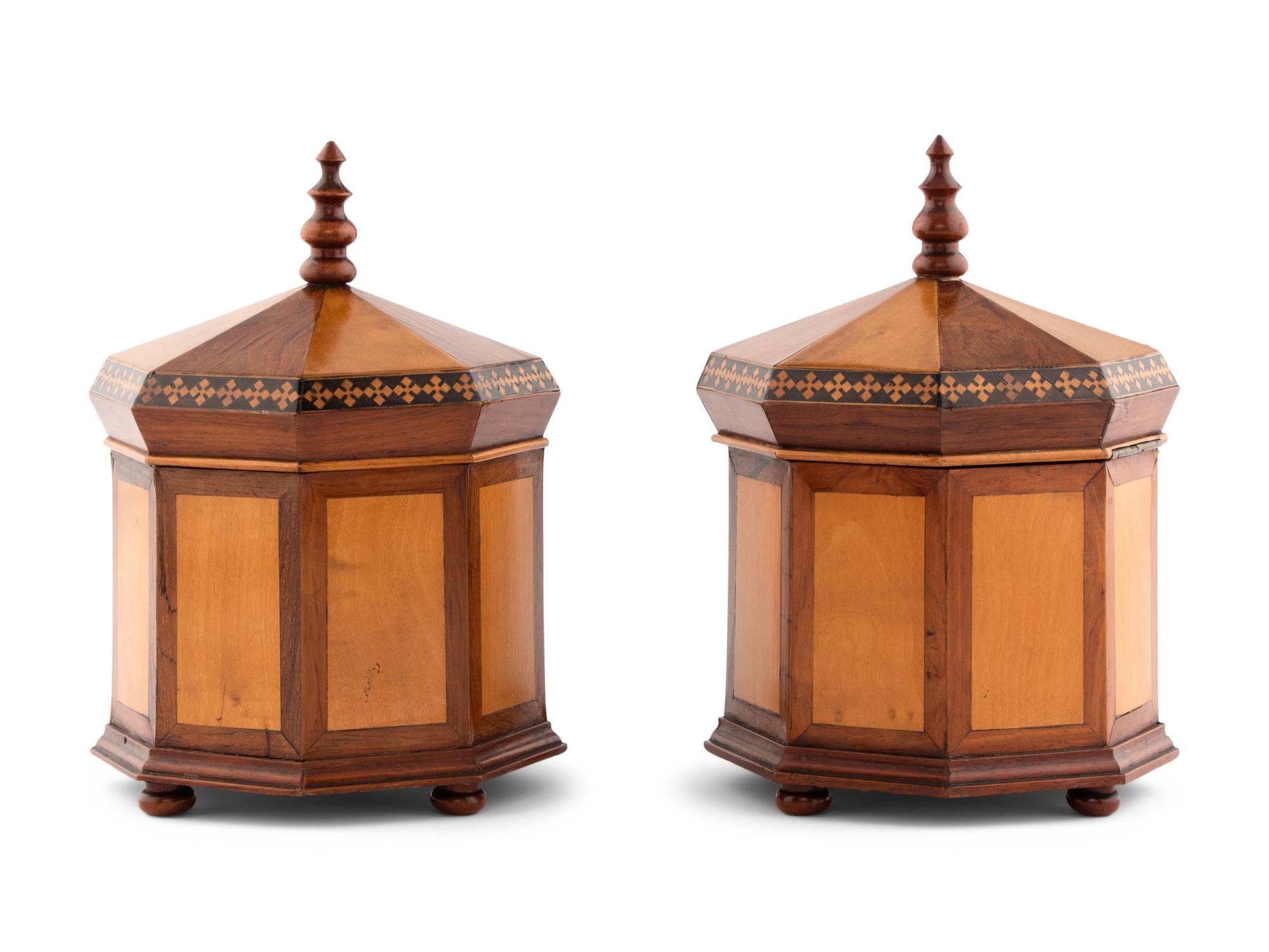 A Pair of English Octagonal Table Caskets