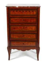 A Louis XV Style Parquetry Tall Chest of Drawers