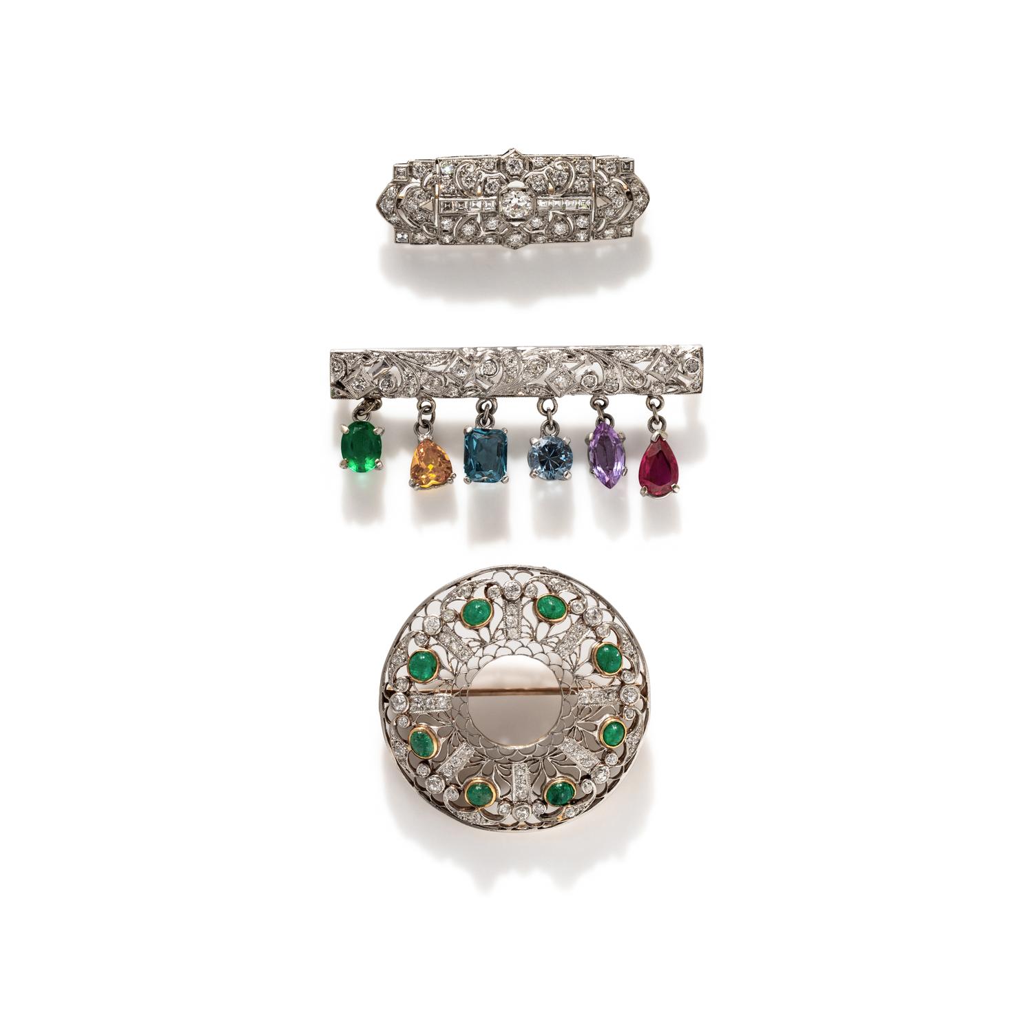 COLLECTION OF DIAMOND BROOCHES