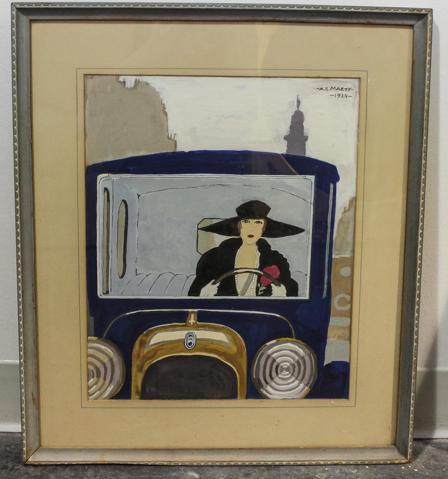 André Édouard Marty, (French, 1882-1974), Woman Motorist, 1924