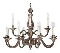 A Brushed Nickel Twelve-Light Chandelier