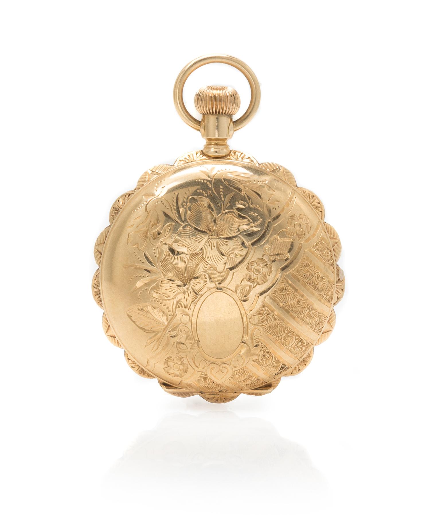 A 14 Karat Yellow Gold Hunter Case Pocket Watch, Waltham, Circa 1895, 34.20 dwts.