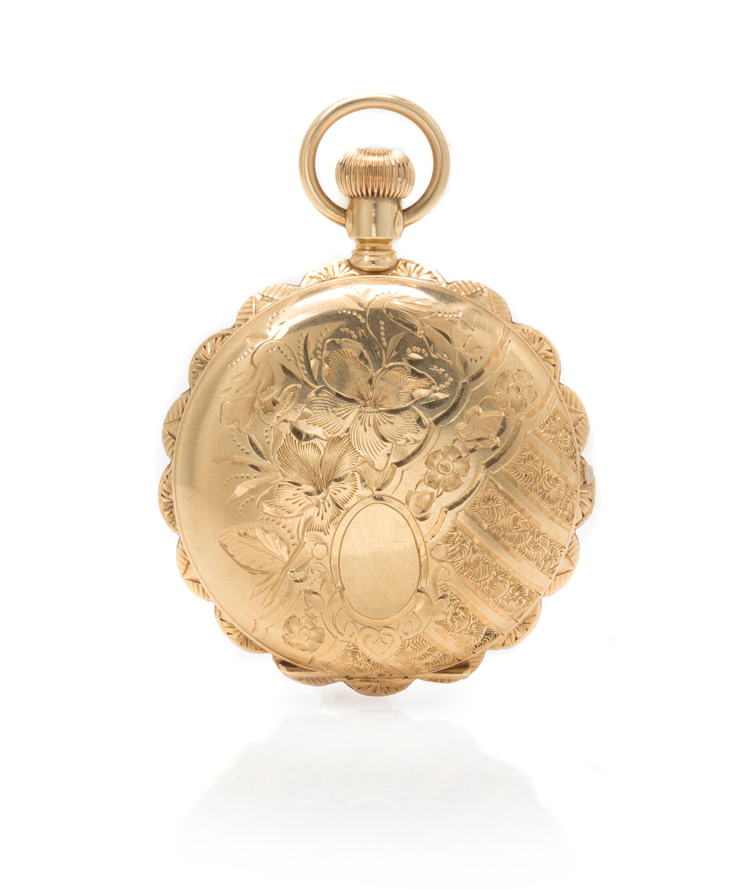 A 14 Karat Yellow Gold Hunter Case Pocket Watch, Waltham, Circa 1895, 34.20 dwts.
