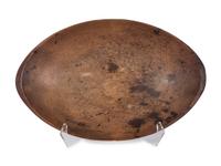 A Large Wooden Oval Dough Bowl