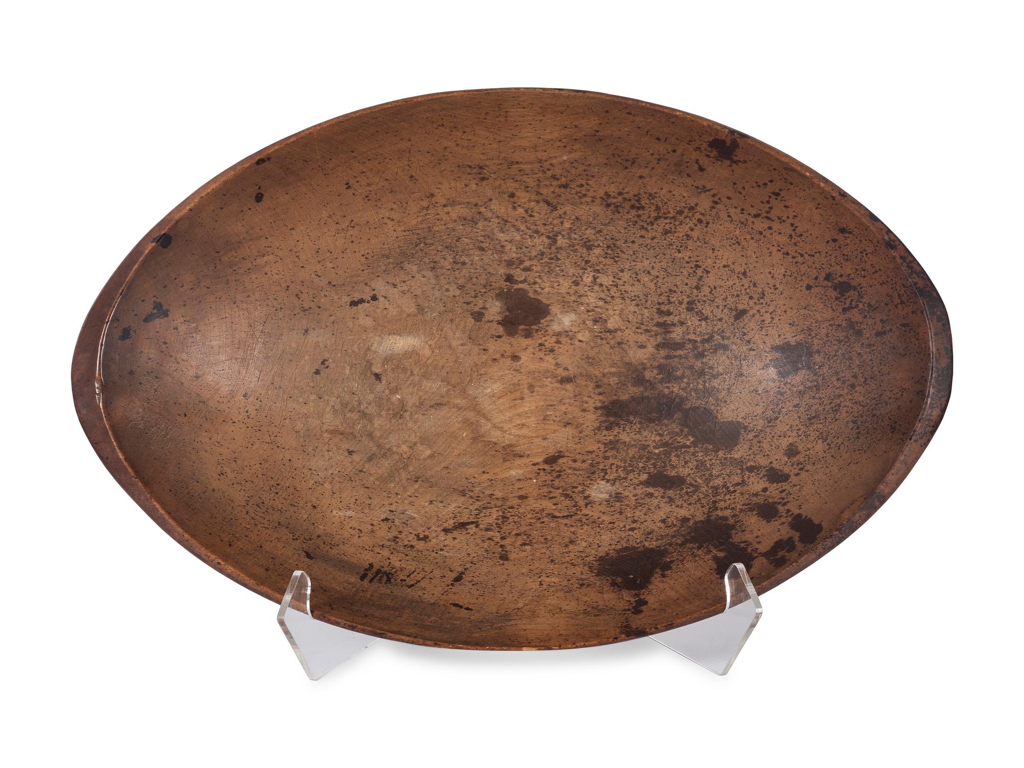 A Large Wooden Oval Dough Bowl