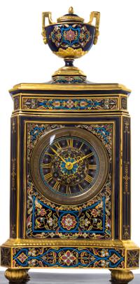 A Meissen Porcelain Pate-sur-Pate Four-Piece Clock Garniture