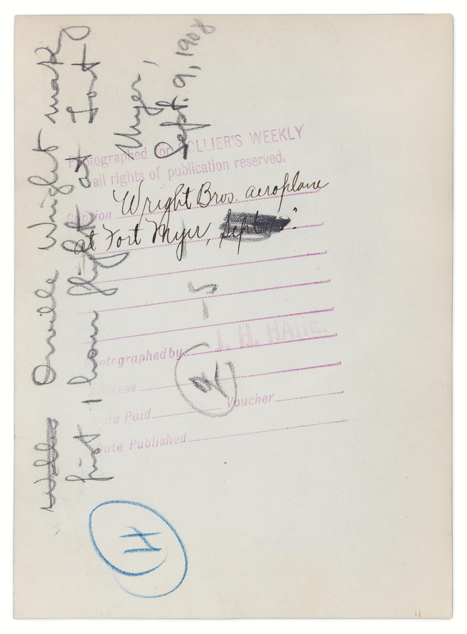 [WRIGHT BROTHERS]. WRIGHT, Wilbur (1867-1912) -- WRIGHT, Orville (1871-1948).