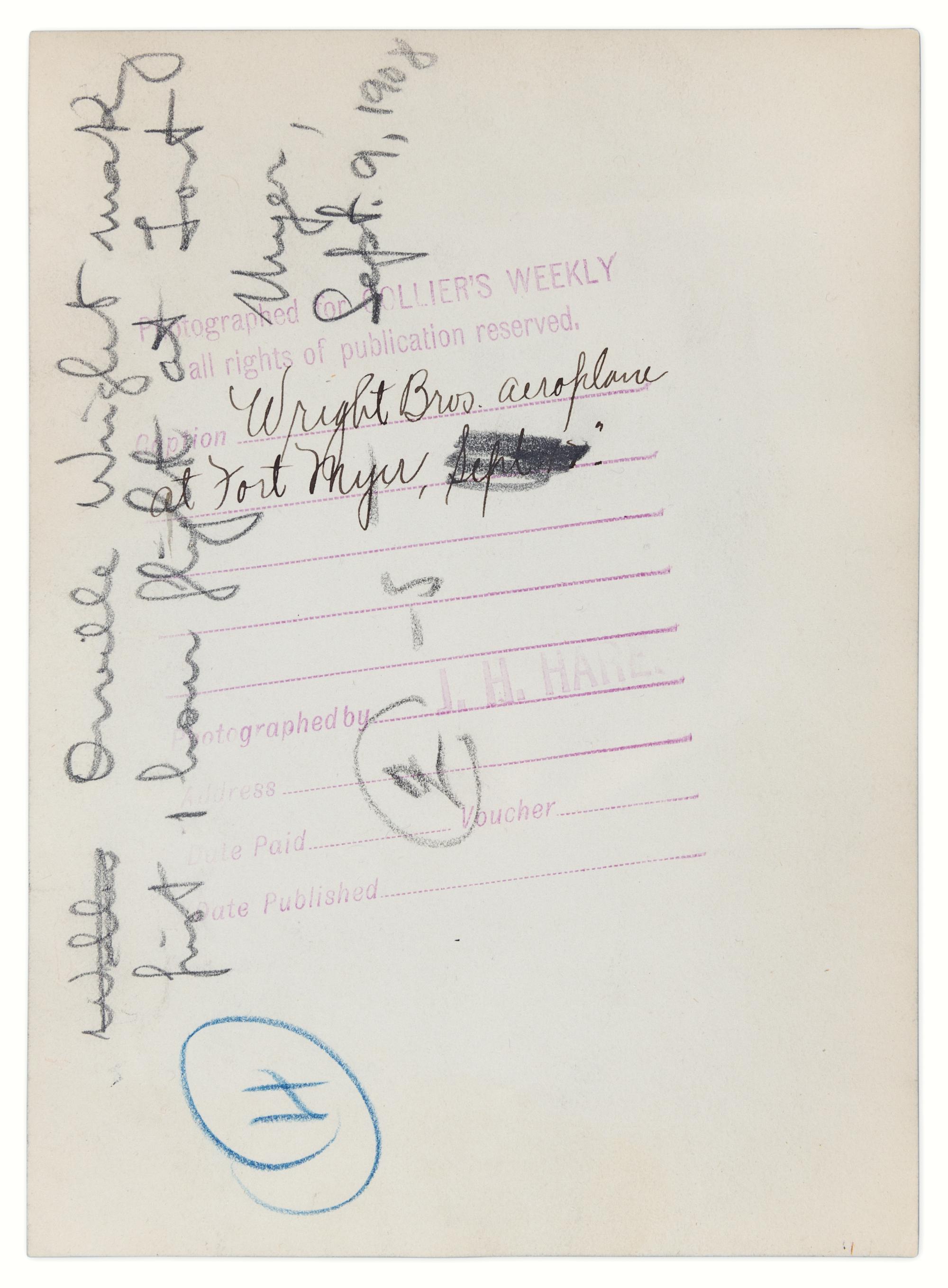[WRIGHT BROTHERS]. WRIGHT, Wilbur (1867-1912) -- WRIGHT, Orville (1871-1948).