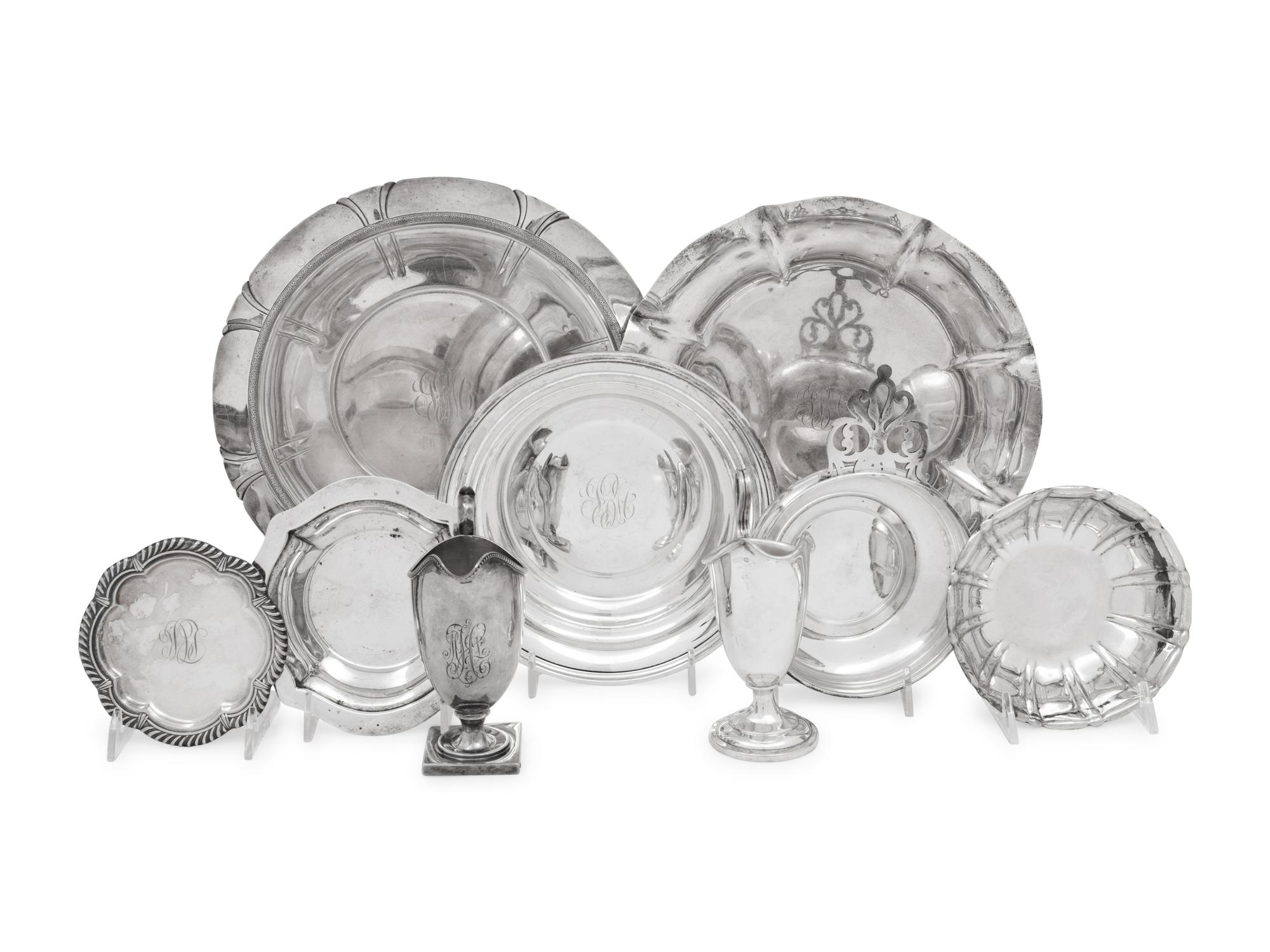 A Group of Nine American Silver Table Articles