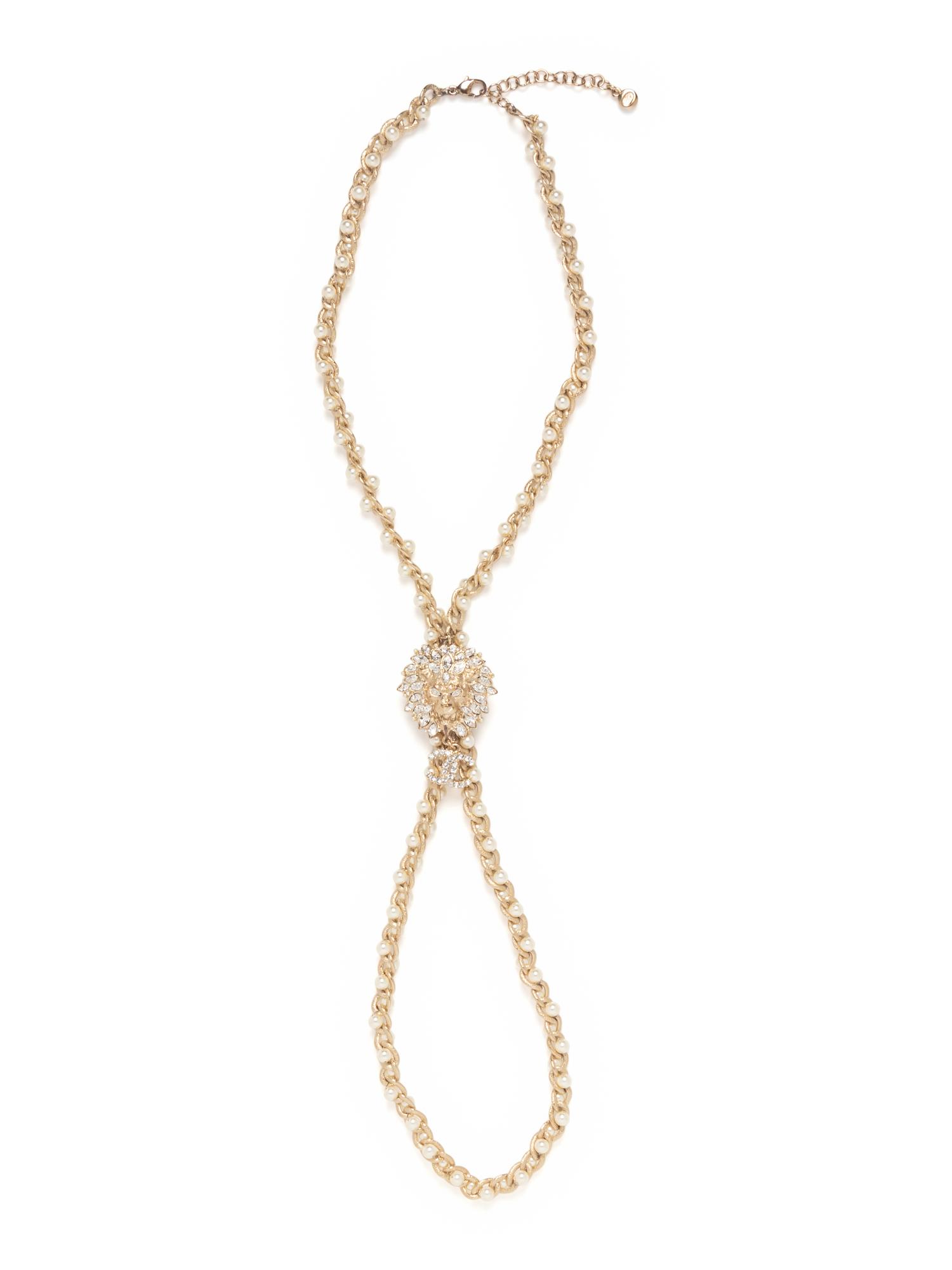 Chanel Lion's Head Faux-Pearl Necklace
