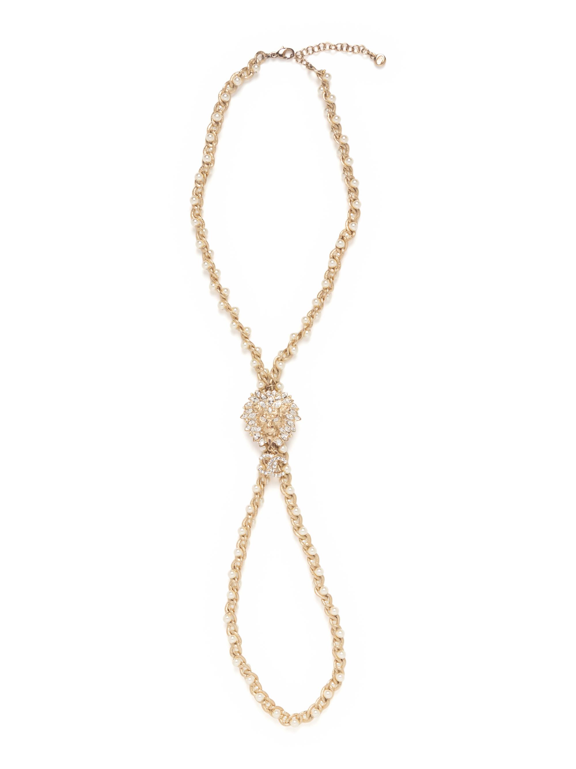 Chanel Lion's Head Faux-Pearl Necklace
