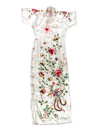 Three Chinese Cream Ground Silk Lady's Cheongsams, Qipao