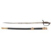 US Model 1850 Foot Officer's Sword by Collins & Co in Display Case Attributed to 2nd Lt. Lewis W Stevenson 176th New York Infantry
