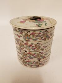 A Famille Rose Porcelain Stack Box. Height overall 5 1/8 inches.
