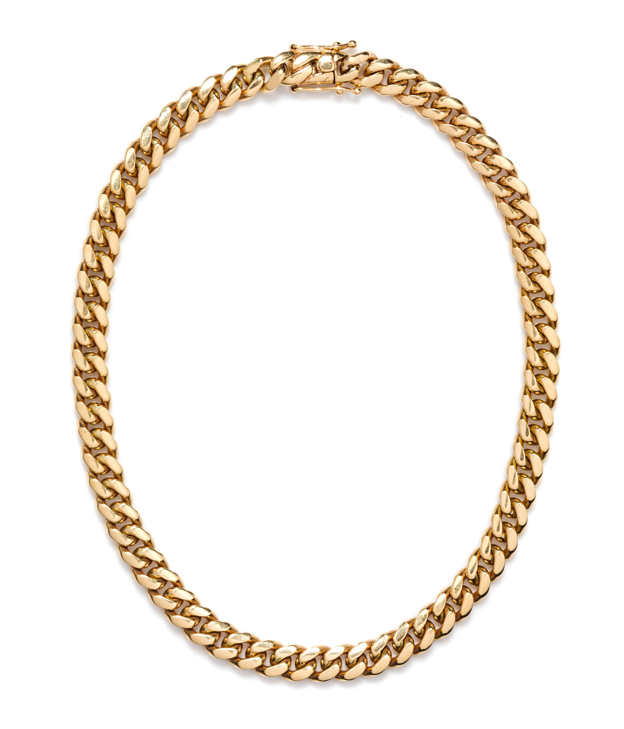 A 14 Karat Yellow Gold Curb Link Necklace, 94.40 dwts.