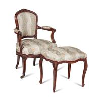 A Louis XV Style Fauteuil and Matching Tabouret