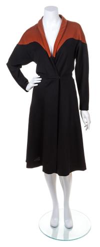 A Halston Black and Rust Wool Wrap Dress,
