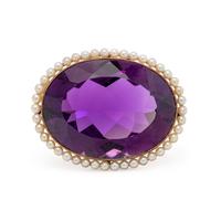 ANTIQUE, AMETHYST AND SEED PEARL PENDANT/BROOCH