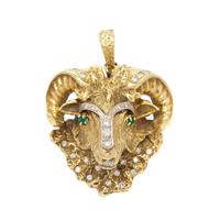 DIAMOND AND EMERALD ARIES PENDANT/BROOCH