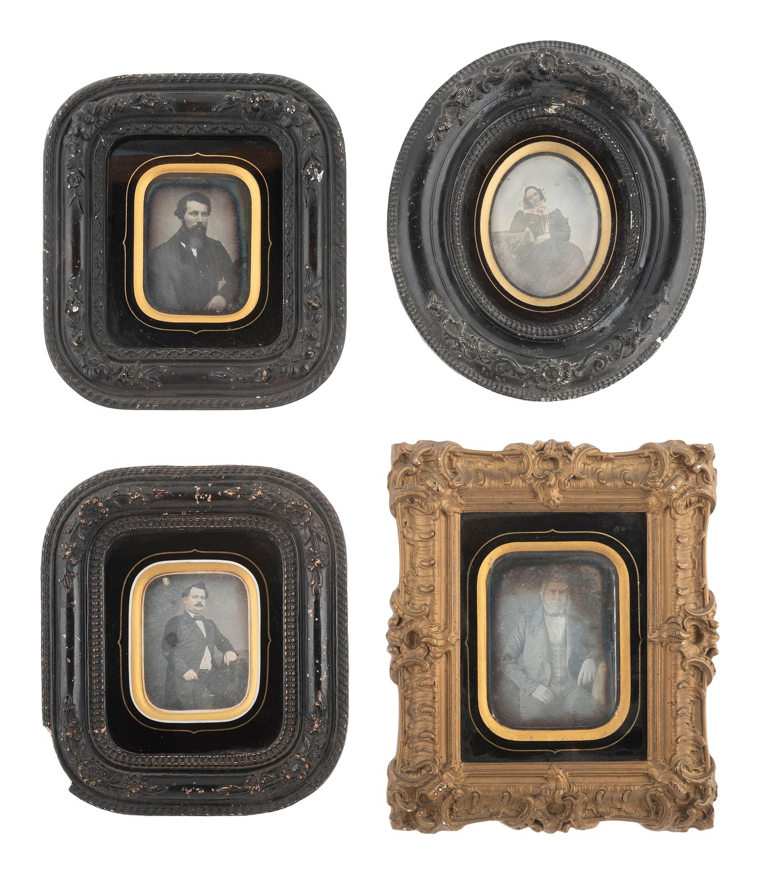 [EARLY PHOTOGRAPHY]. 10 daguerreotype portraits of men and women housed in assorted frames.
