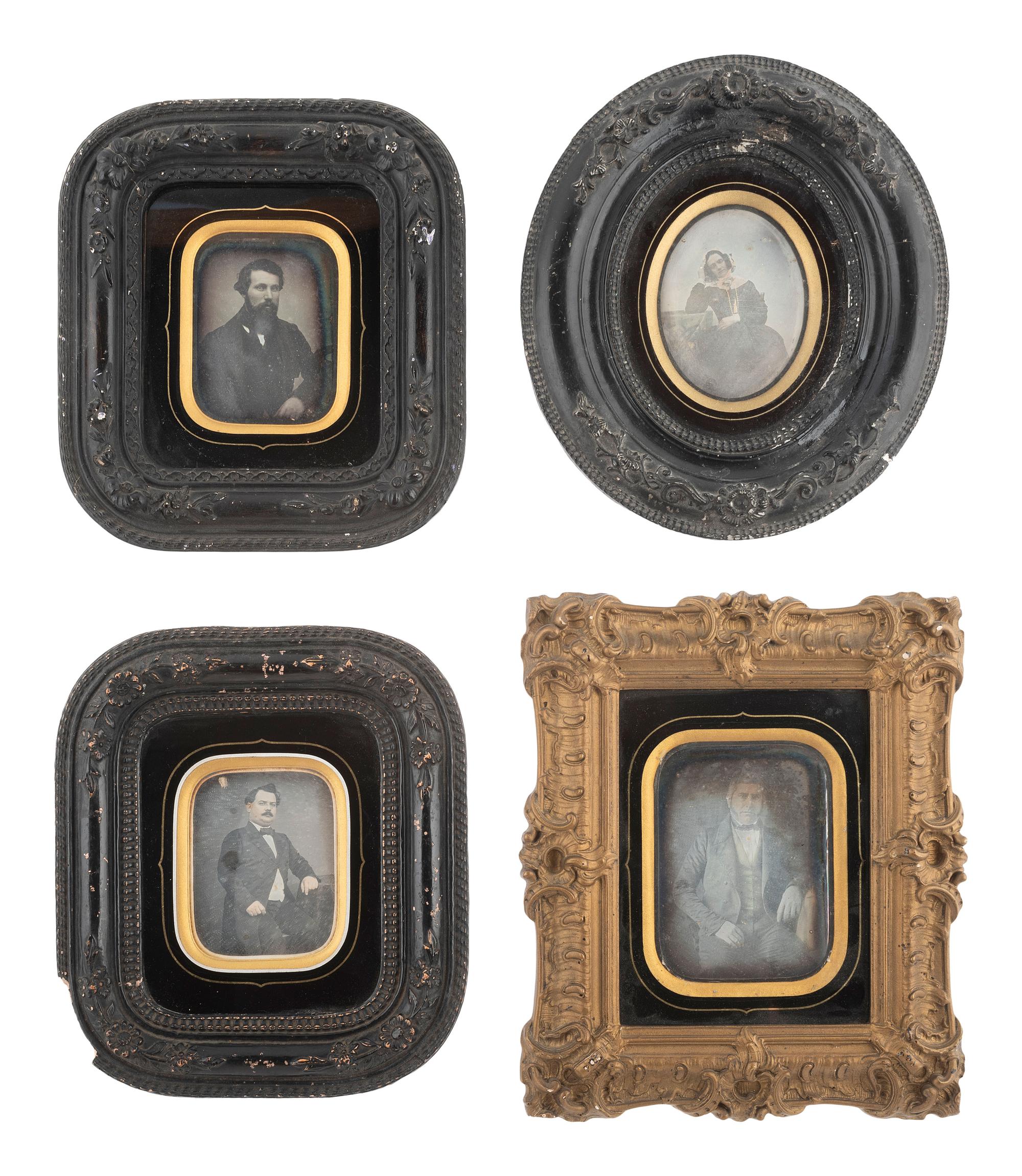 [EARLY PHOTOGRAPHY]. 10 daguerreotype portraits of men and women housed in assorted frames.