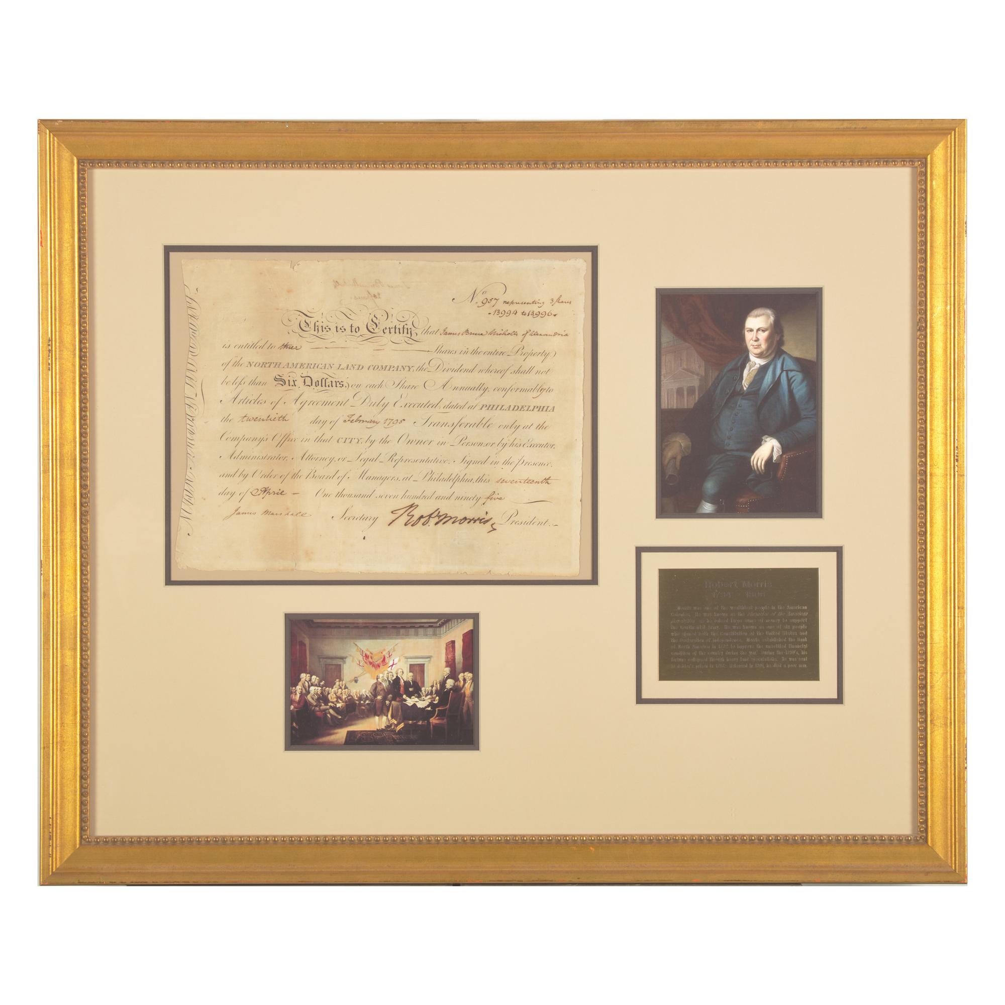 [Declaration of Independence] Morris, Robert. Partially-Printed Document, signed