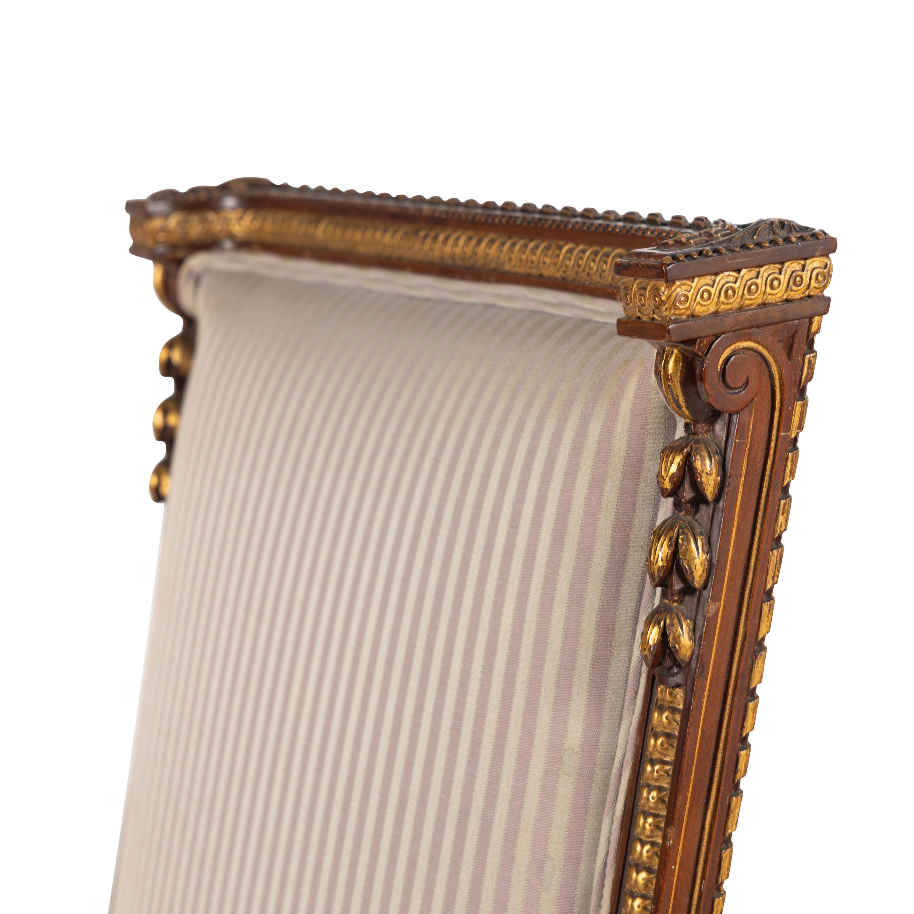 A Louis XVI Style Mahogany and Parcel-Gilt Chair