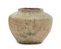 A Green Glazed Pottery Jar LIKELY HAN DYNASTY Height 4 1/2 inches. — LIKELY HAN DYNASTY