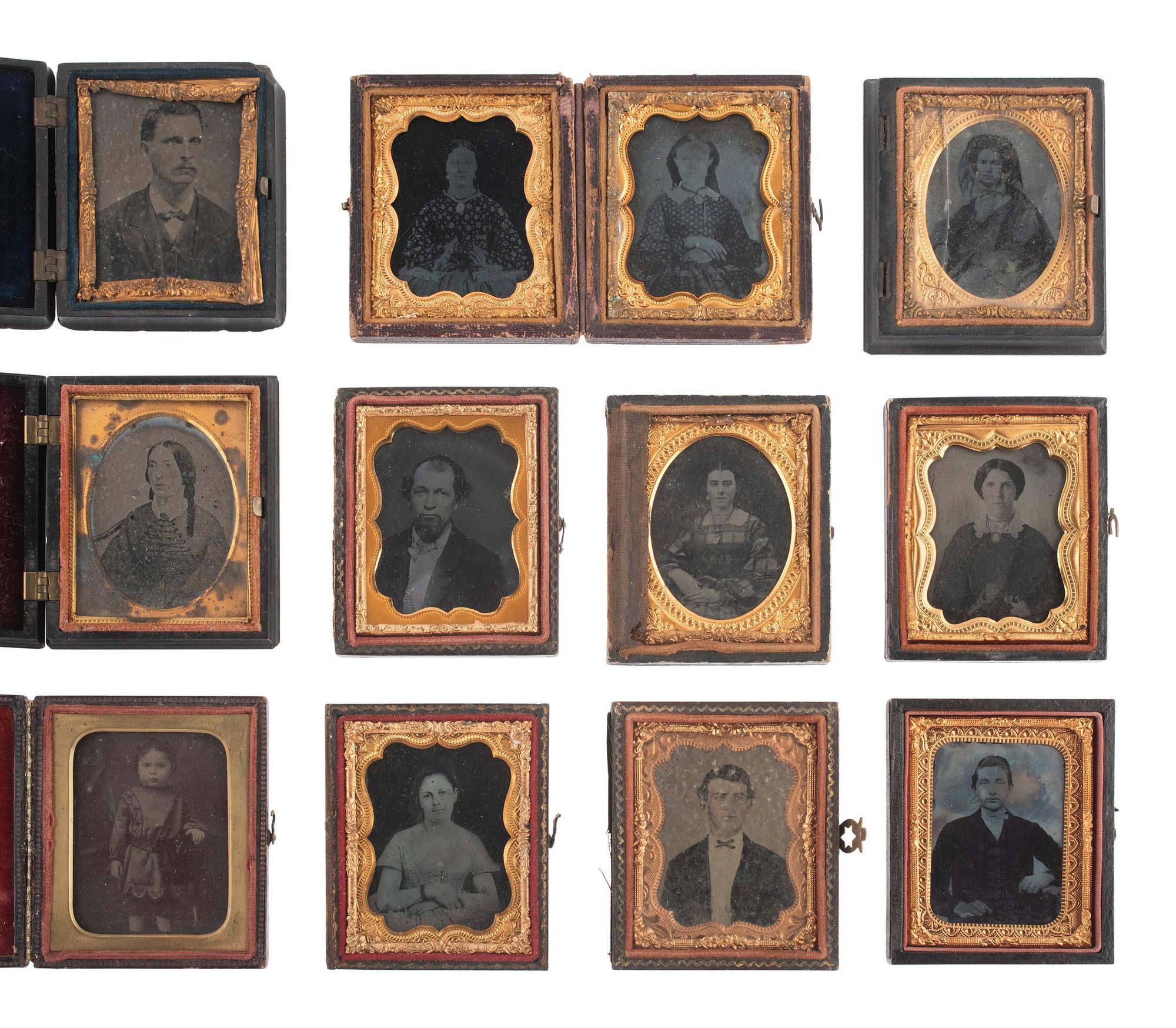 [EARLY PHOTOGRAPHY]. 43 ninth and sixteenth plate ambrotypes and tintypes.