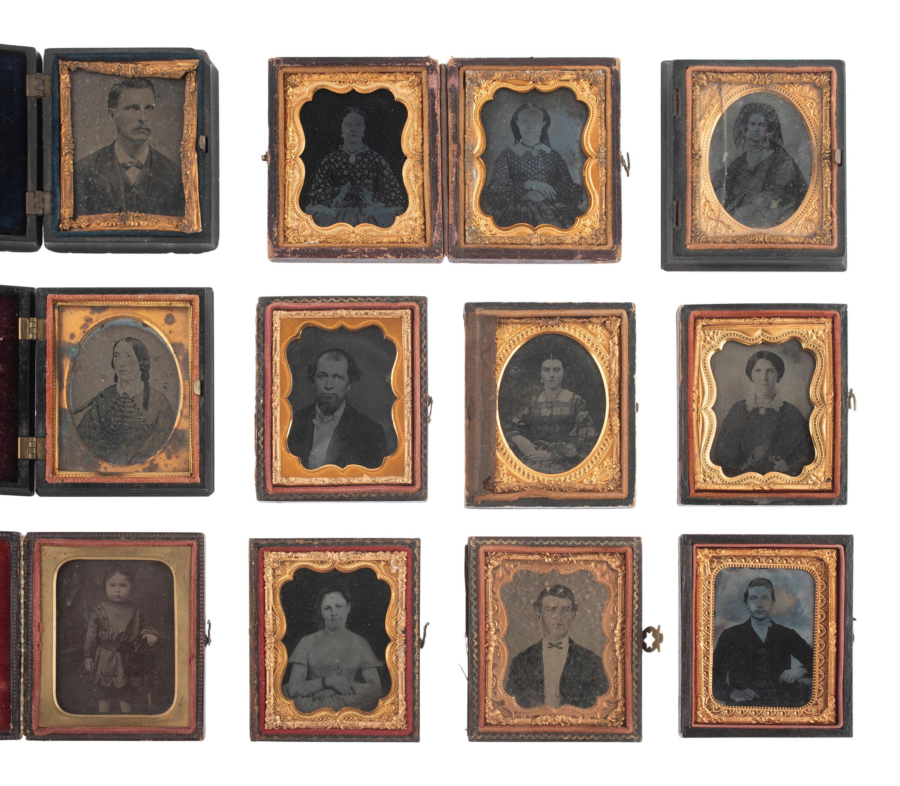 [EARLY PHOTOGRAPHY]. 43 ninth and sixteenth plate ambrotypes and tintypes.